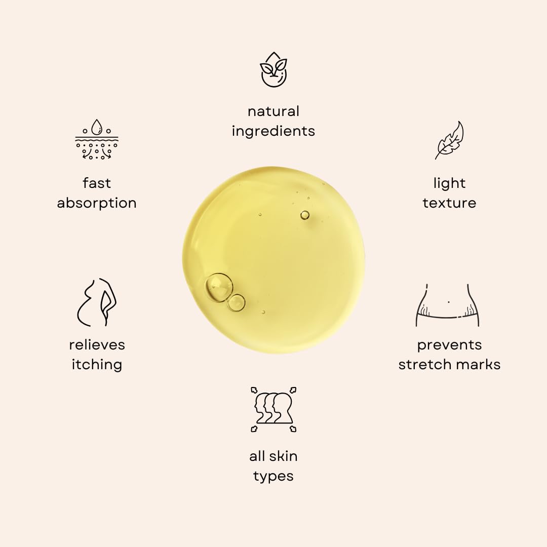 Irene Organics belly oil shown as a postpartum massage oil option.