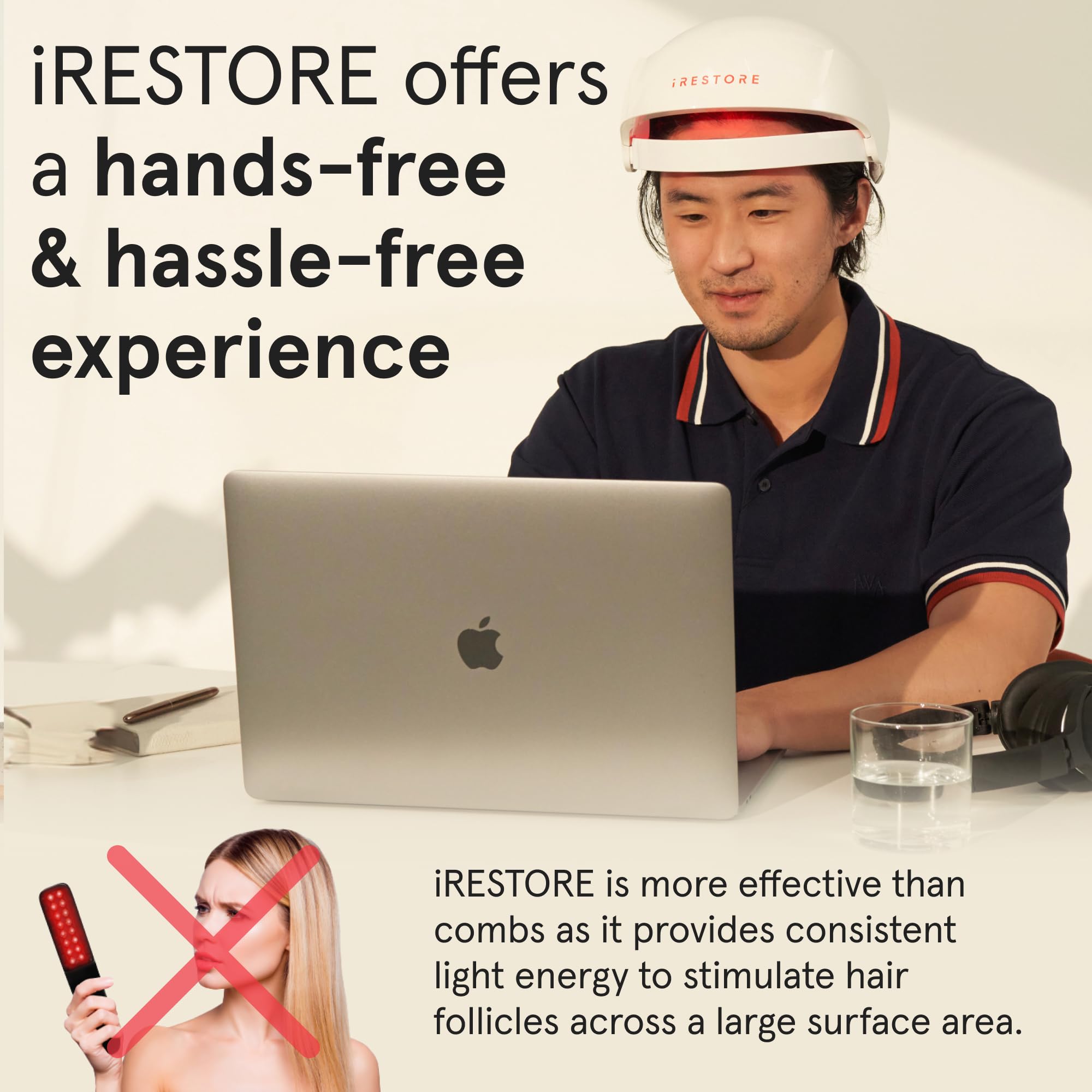 iRestore Essential front-view cap demonstrates portable design for daily use