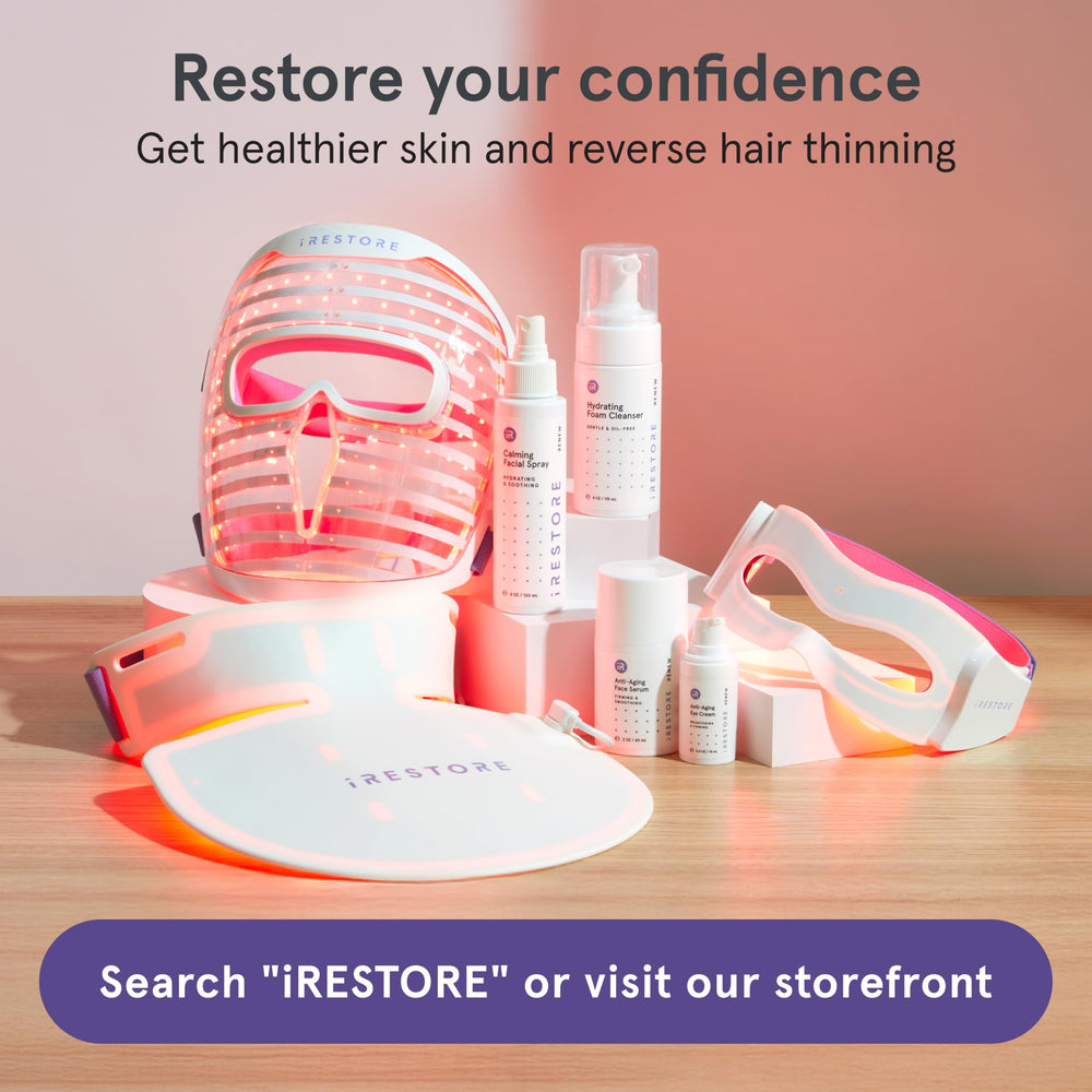 iRestore eye mask in a cozy bedroom vibe supports routine relaxation