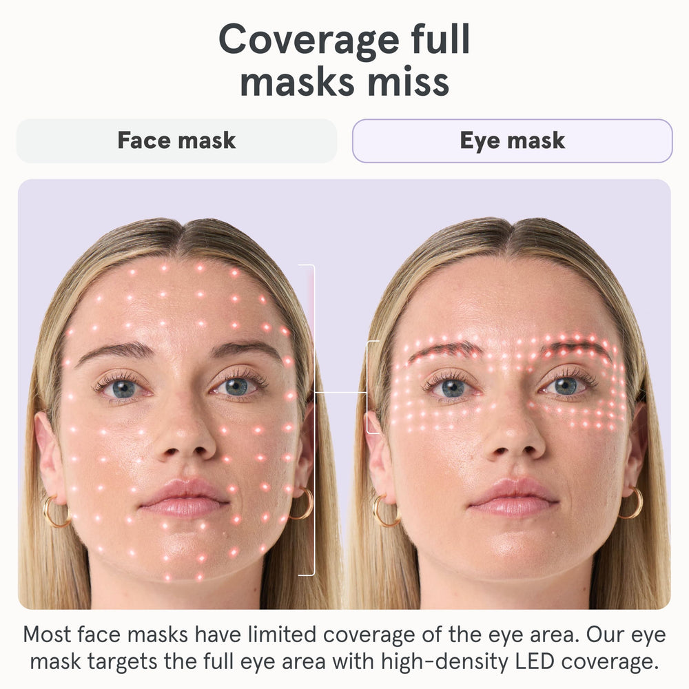 iRestore eye mask worn on couch during a self-care session