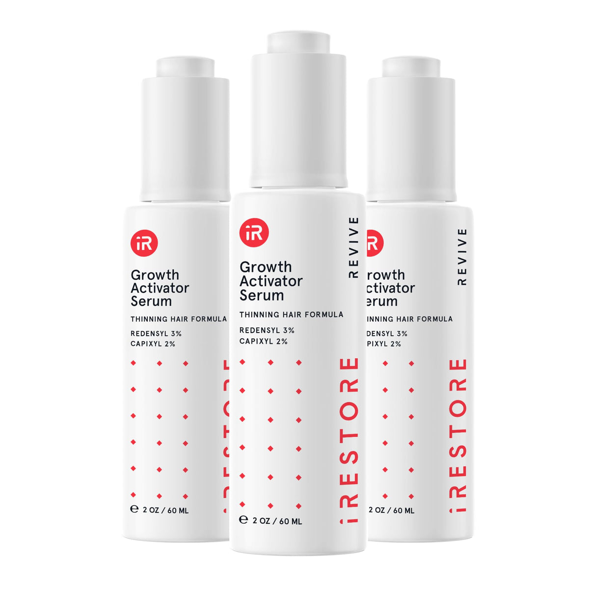 iRestore Scalp Serum bottle in use—easy application for targeted scalp coverage and hydration.