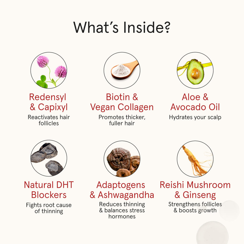 iRestore Scalp Serum ingredients include Redensyl and Biotin for density support.