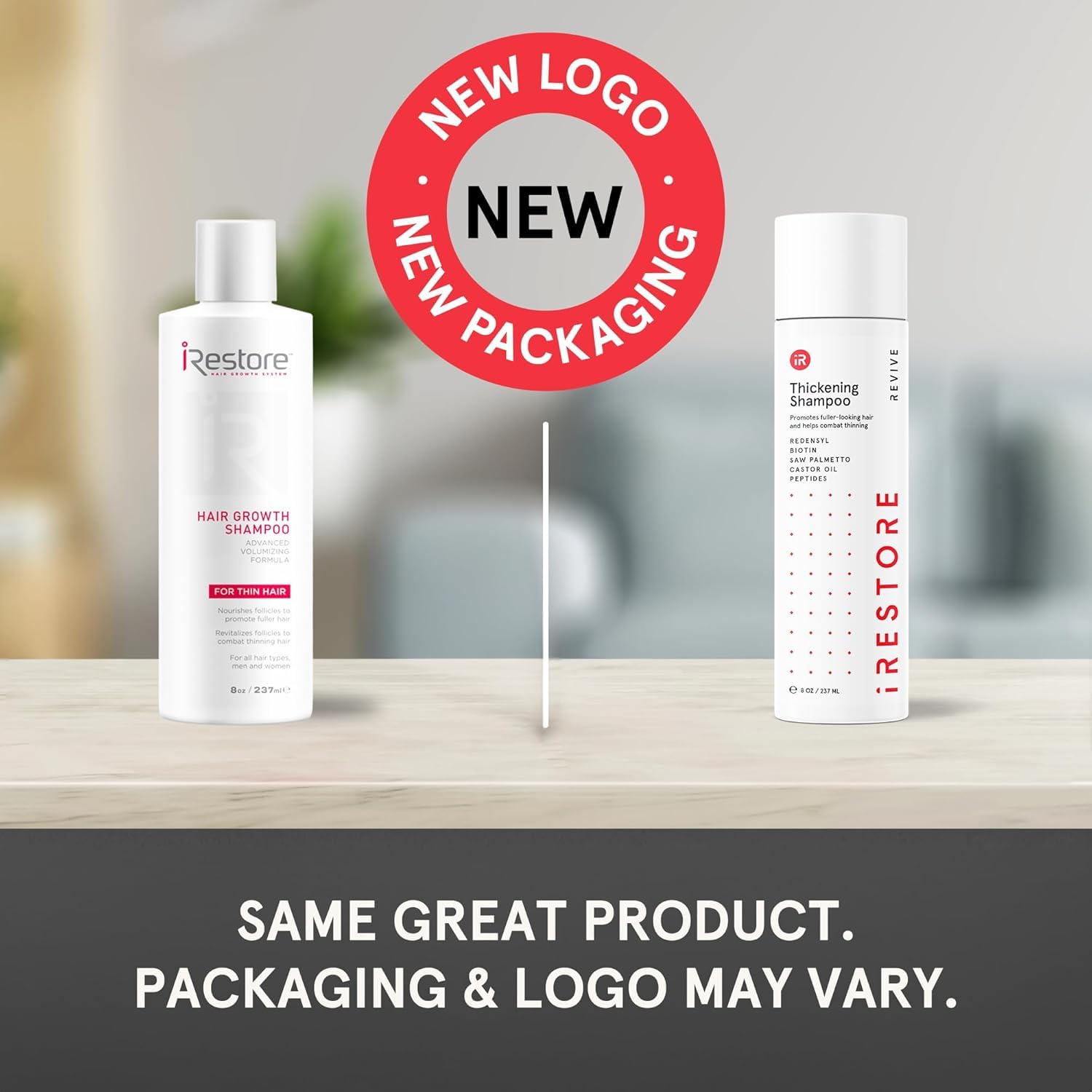 iRestore shampoo packaging box highlights paraben-free, gentle cleansing.
