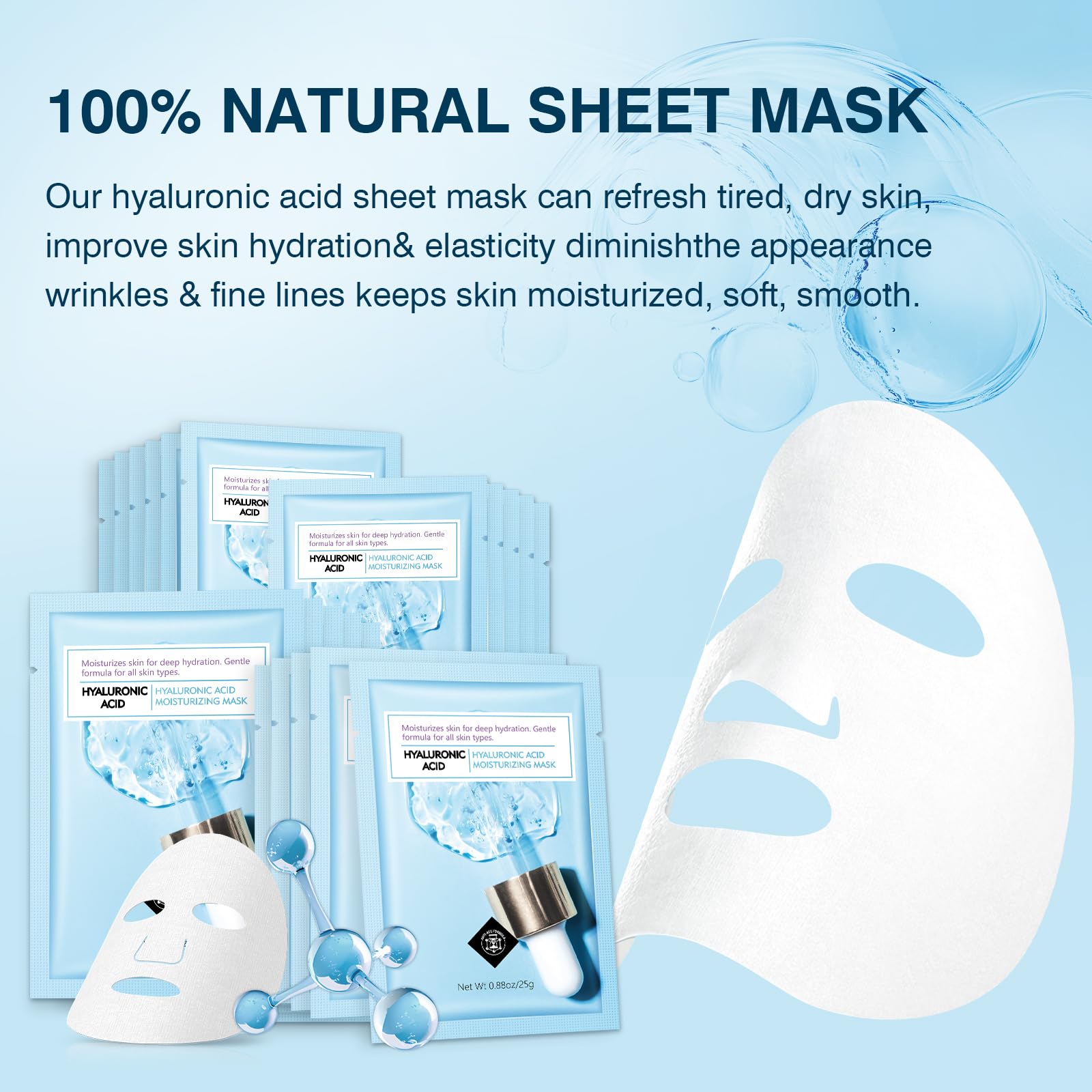 Soft moisturizing sheet from IREV resting on the hand for application.