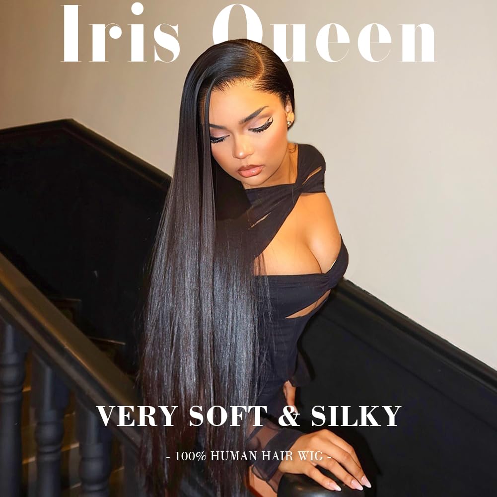 Iris Queen 28-inch lace-front wig side view showing seamless 13x4 lace for versatile parting.