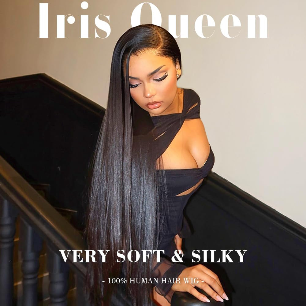 Iris Queen 28-inch lace-front wig side view showing seamless 13x4 lace for versatile parting.