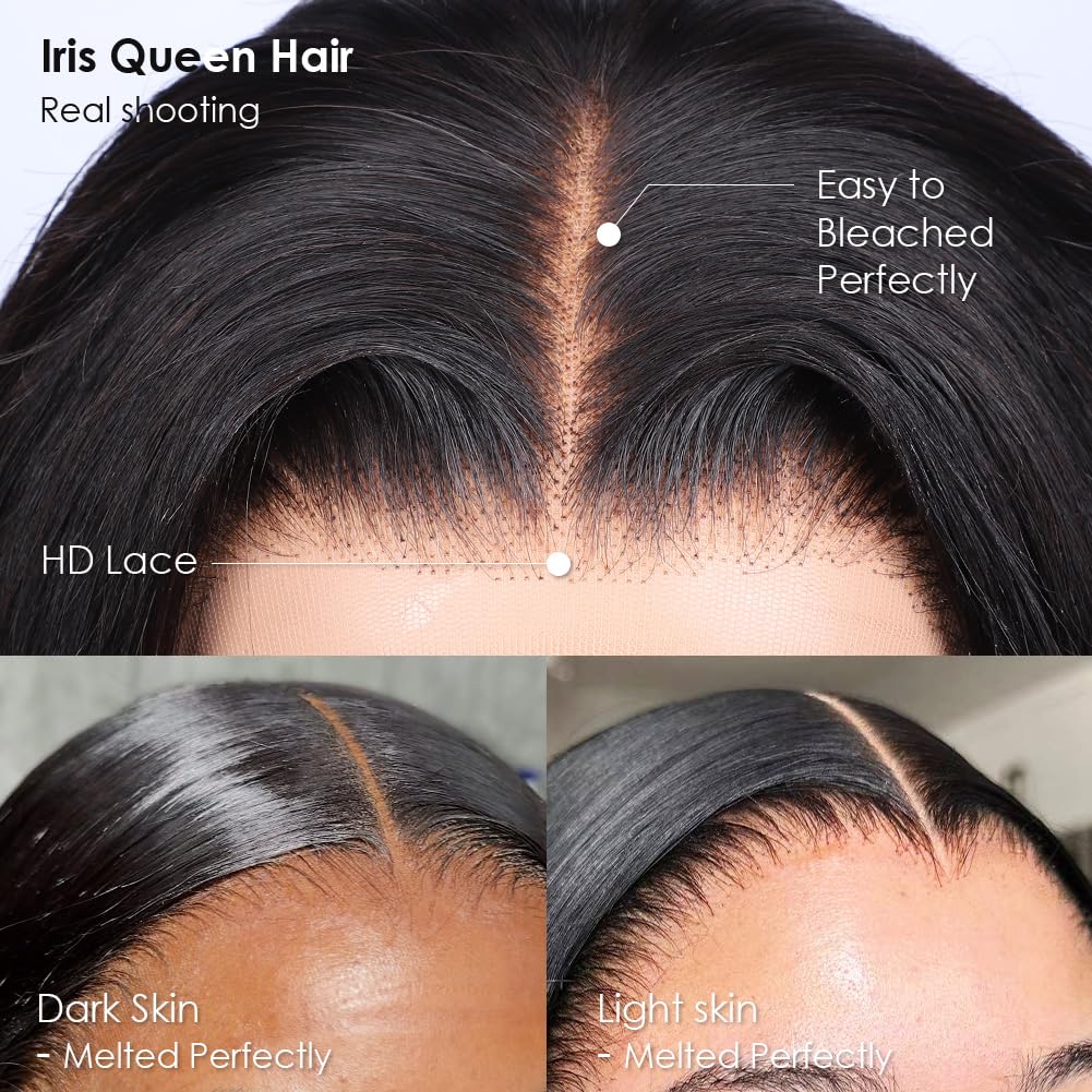 Iris Queen 28-inch straight human-hair wig in use for a polished, long look.