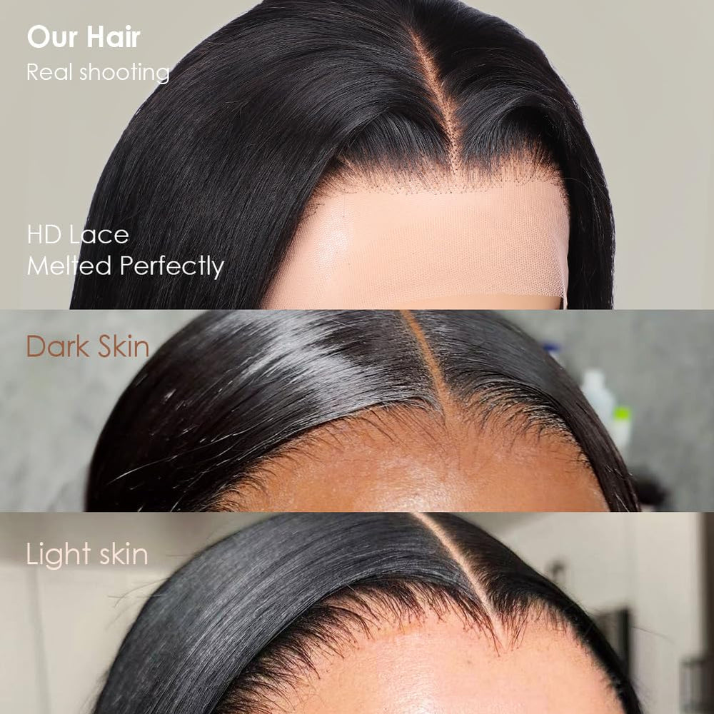 Iris Queen ear-to-ear lace-front area closeup highlights large parting for multiple styles