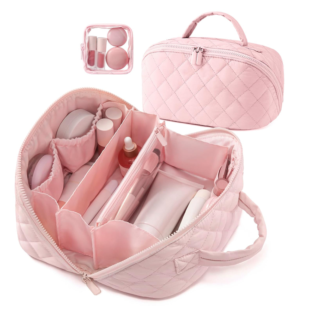 IrisCargo makeup bag layflat 180 opens for quick access to cosmetics.