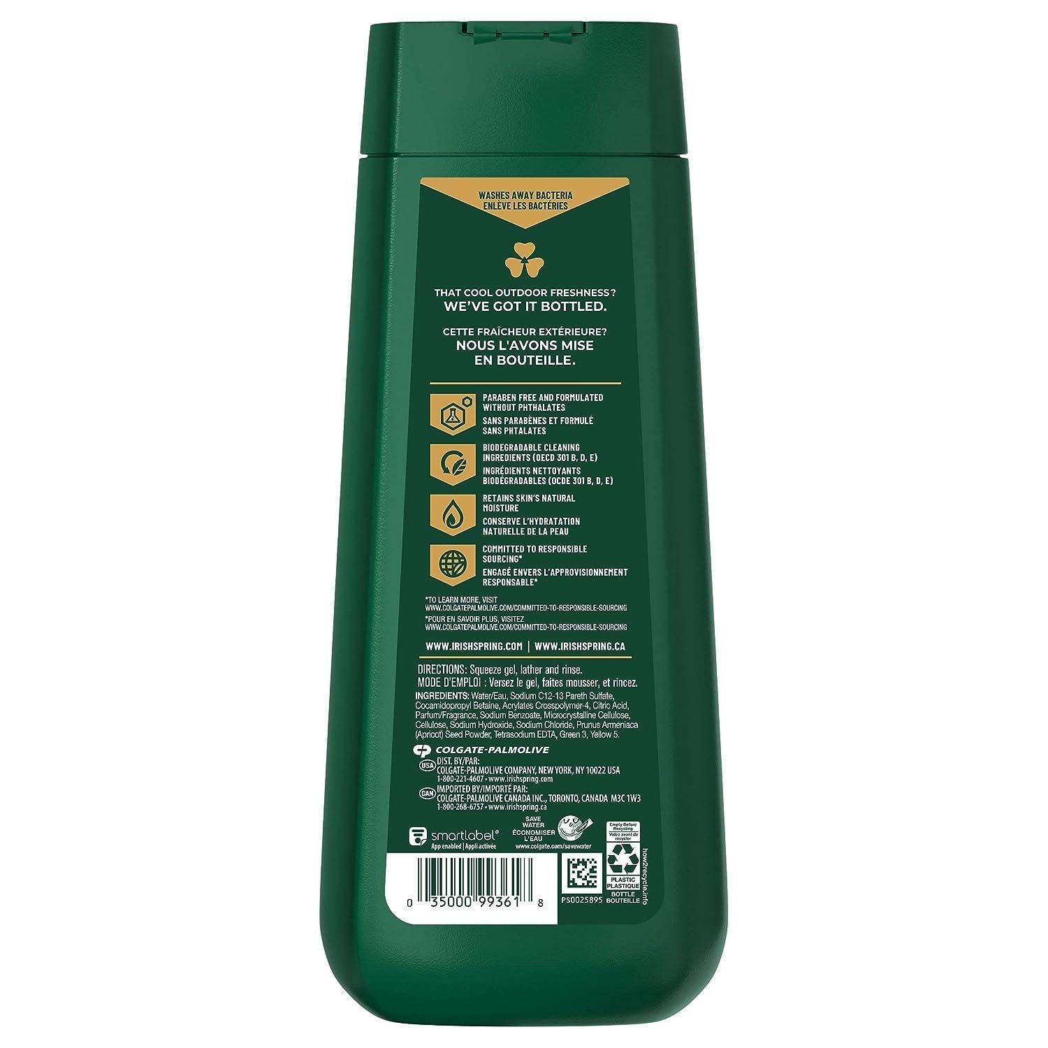 Irish Spring Active Scrub bottle pour highlights rich lather and exfoliating texture.