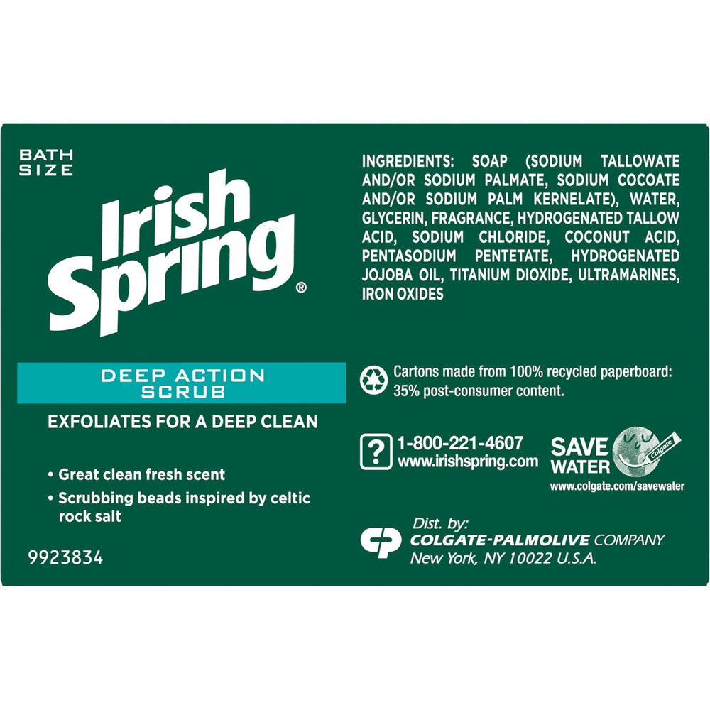 Irish Spring Deep Action scrub bar soap bar detail emphasizes exfoliation texture for smoother skin