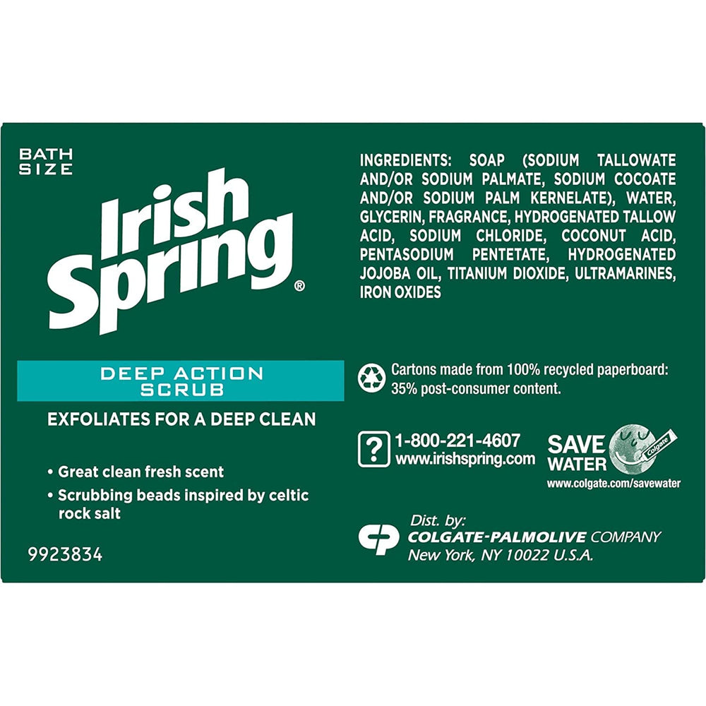 Irish Spring Deep Action scrub bar soap salt inspiration highlights natural exfoliation from Celtic rock salt