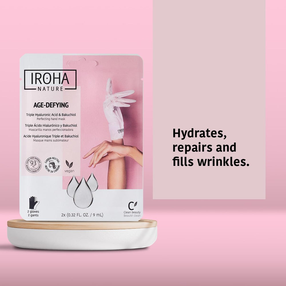 IROHA NATURE hand mask gloves double-layer sauna-therapy visual suggests deeper serum absorption
