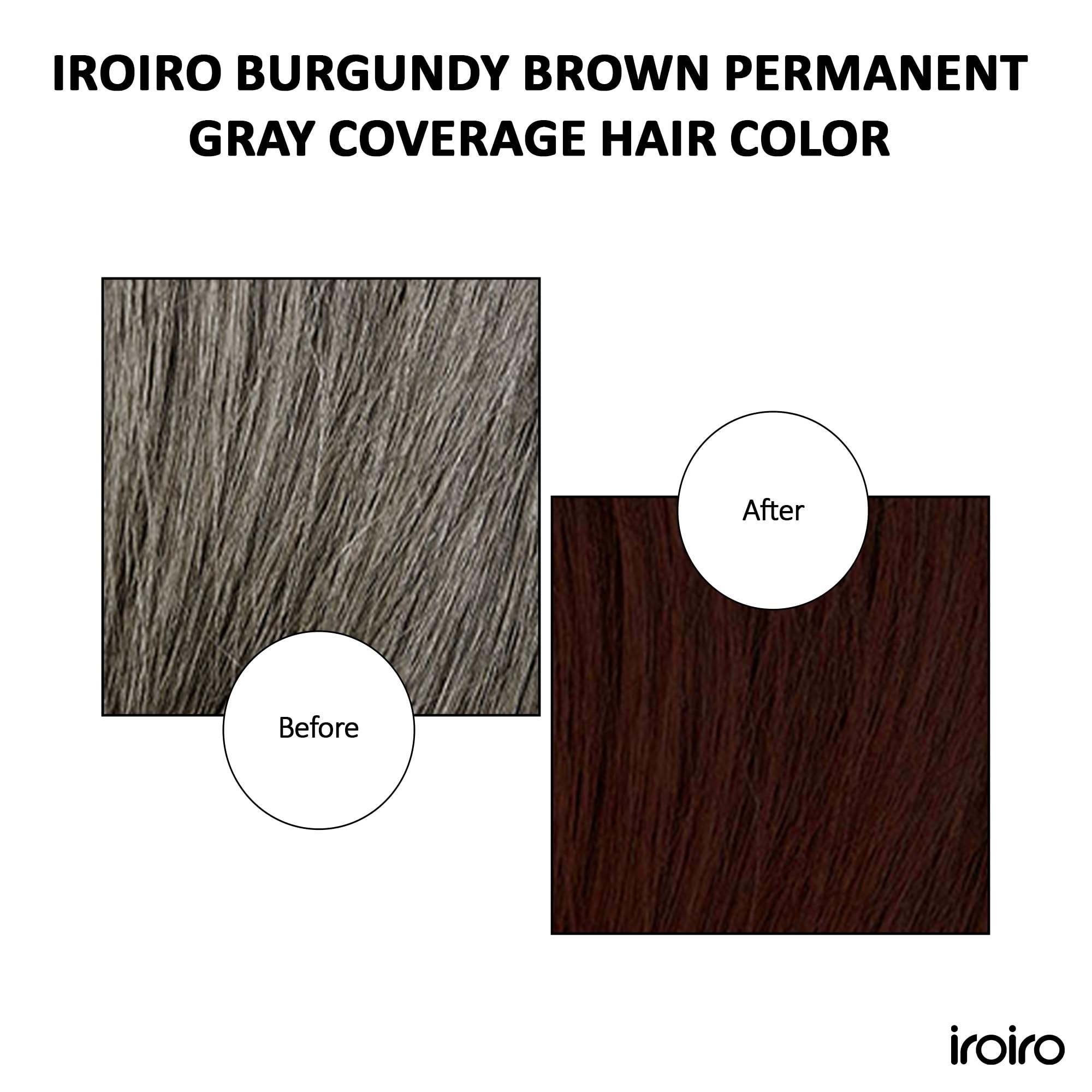 iroiro before and after showing full gray coverage and richer tone