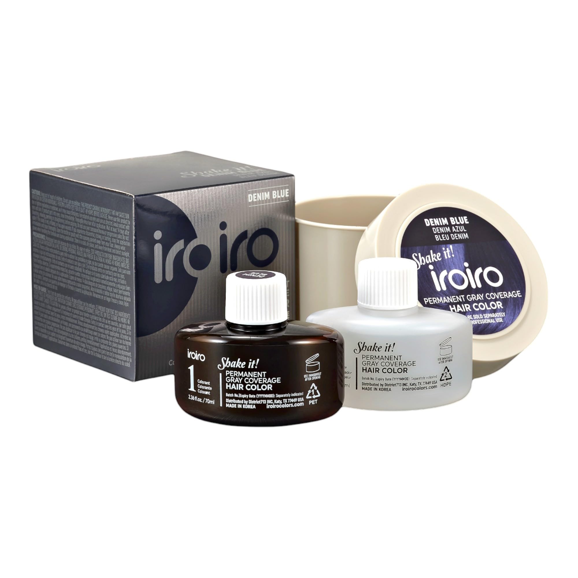 iroiro front packaging showing denim blue color and benefits