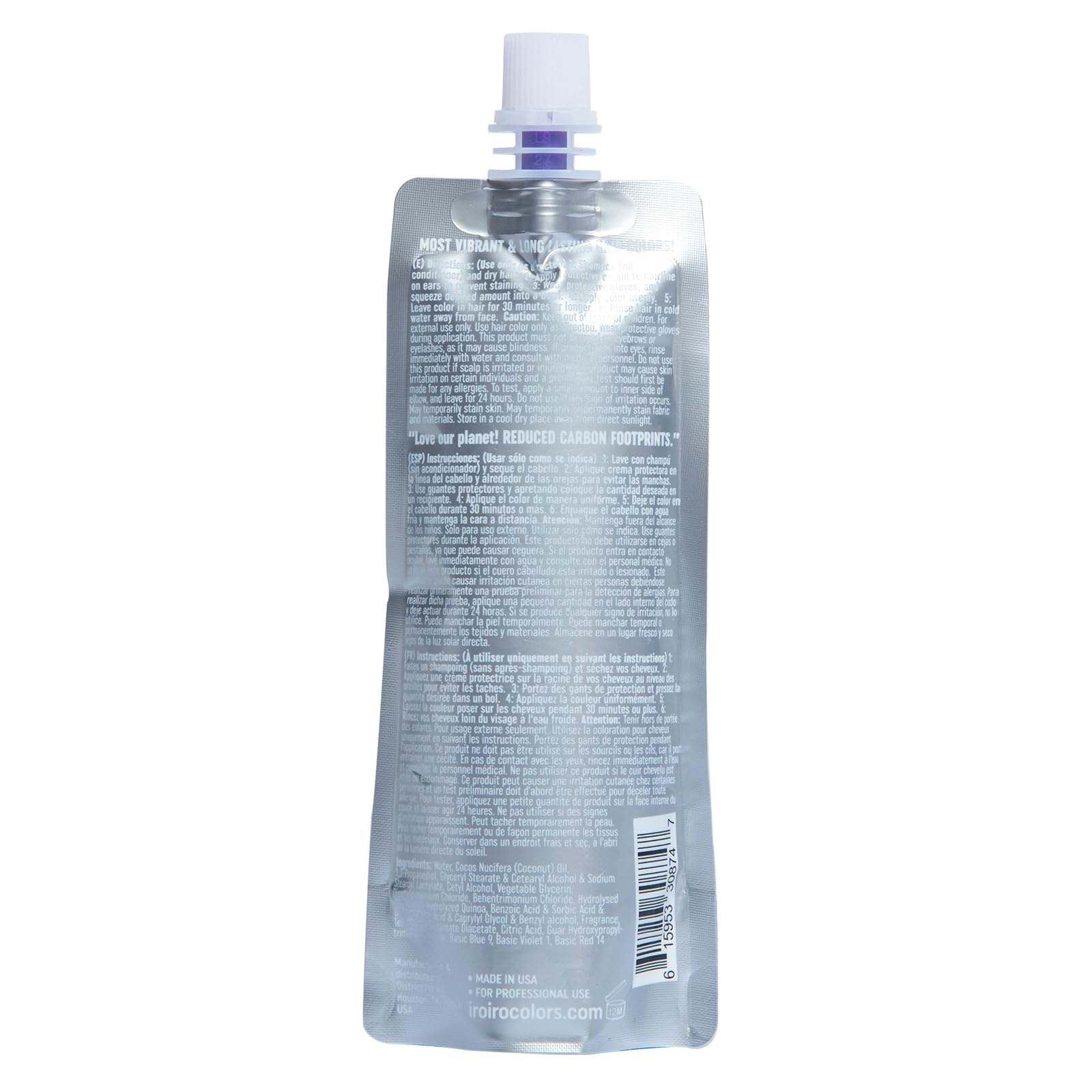Iroiro eco-pouch packaging closeup promoting sustainable beauty with reduced waste.