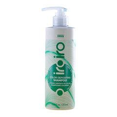 iroiro bottle front view showing green shampoo and brand clarity for easy selection