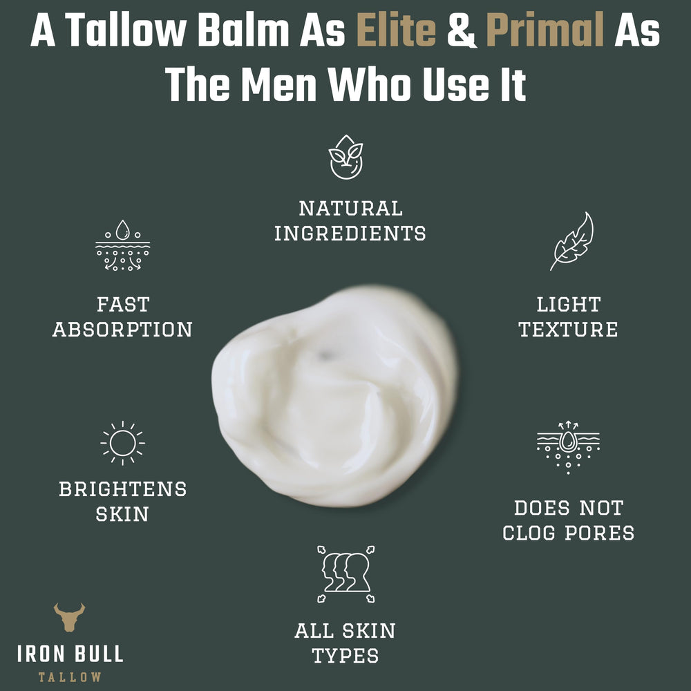 Iron Bull Tallow Face Moisturizer applying on beard area for softness.