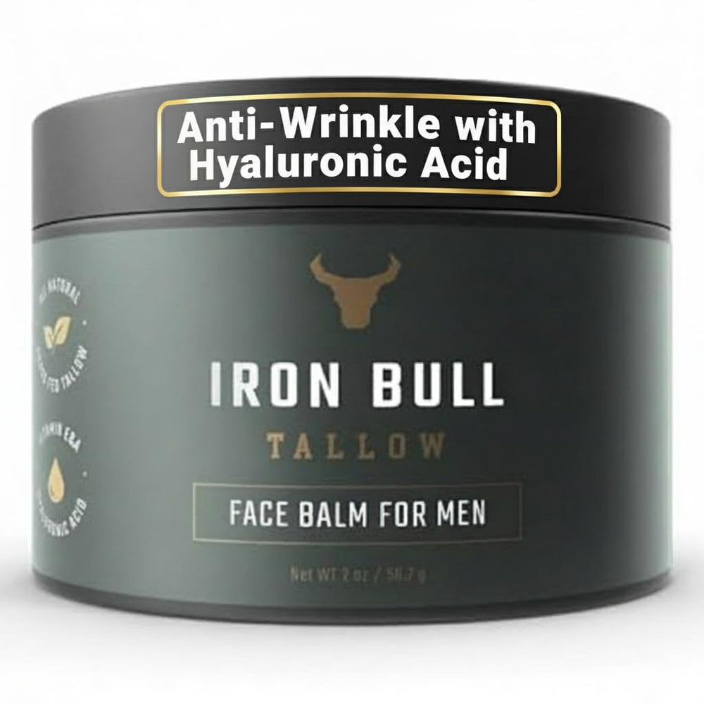 Iron Bull Tallow Face Moisturizer bottle application for daily hydration.