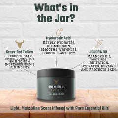 Iron Bull Tallow Face Moisturizer packaging with sandalwood and grapefruit scent.