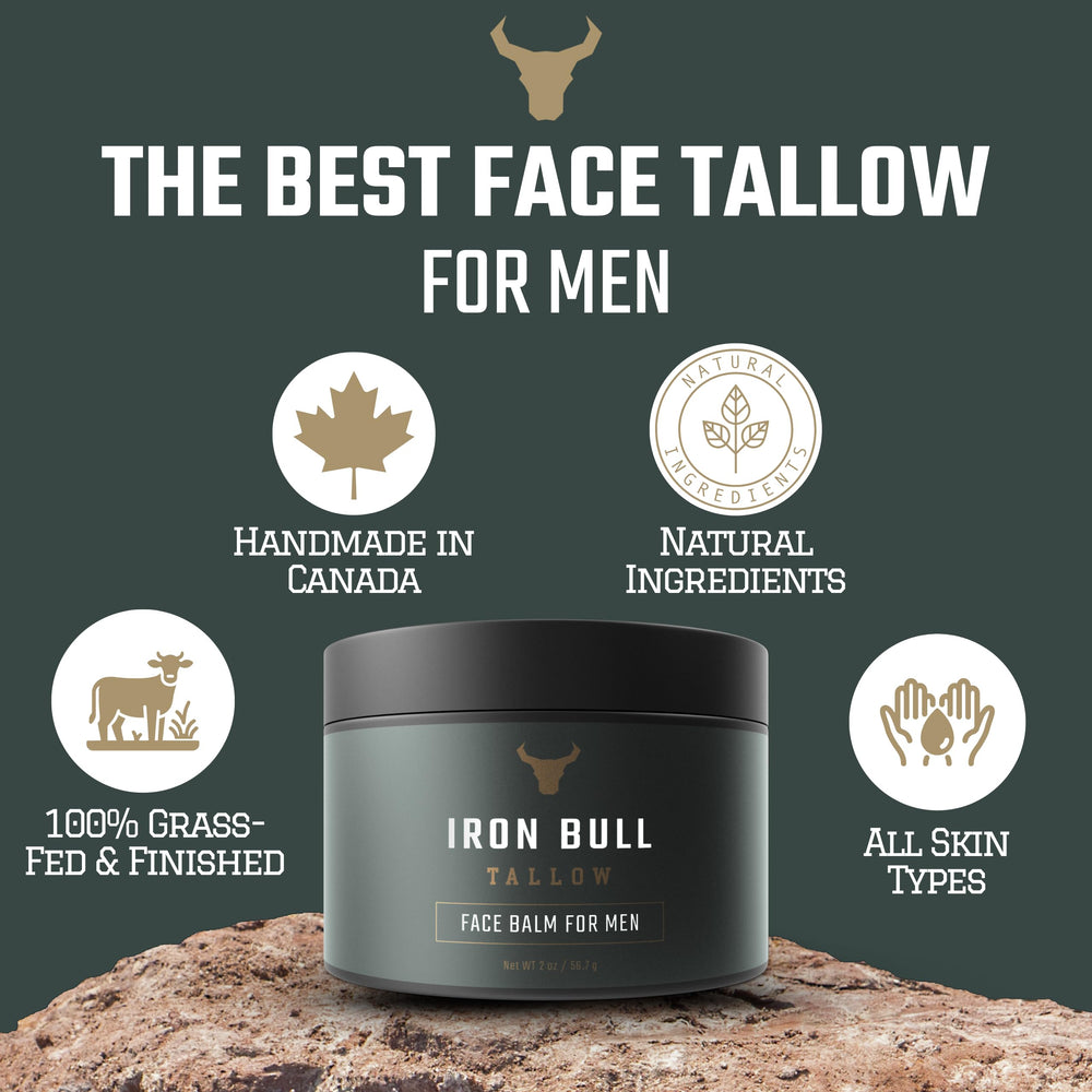 Iron Bull Tallow Face Moisturizer with hyaluronic acid for hydrated skin.
