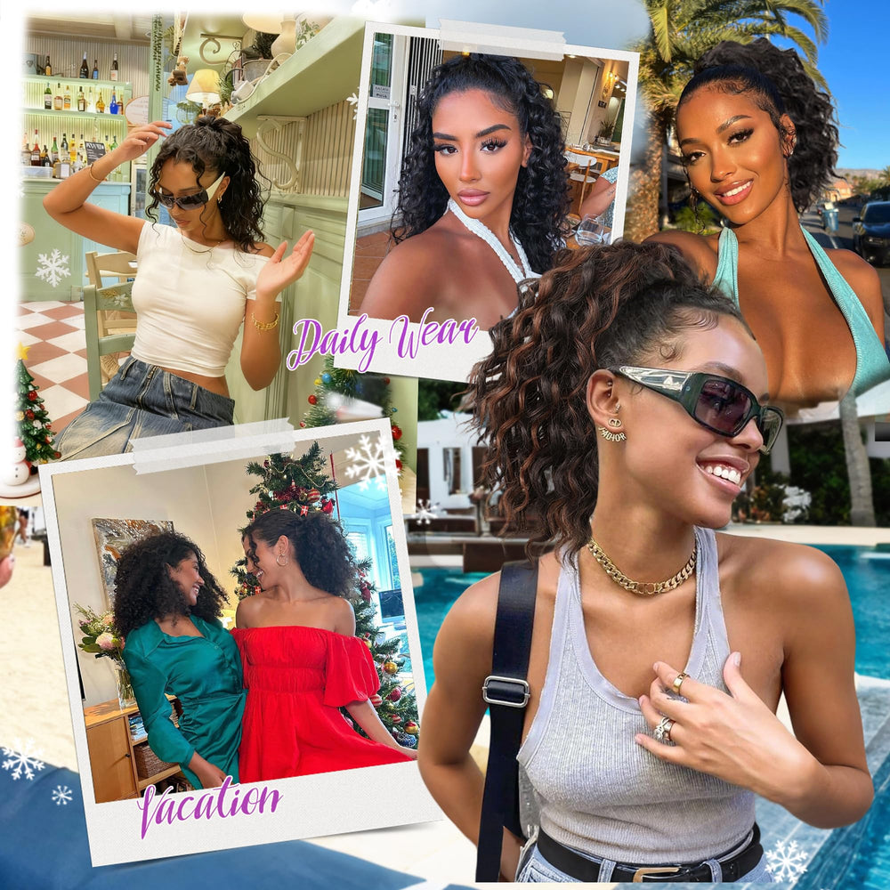 Isaic Ponytail Extension natural-black-waves adds sleek, versatile looks.