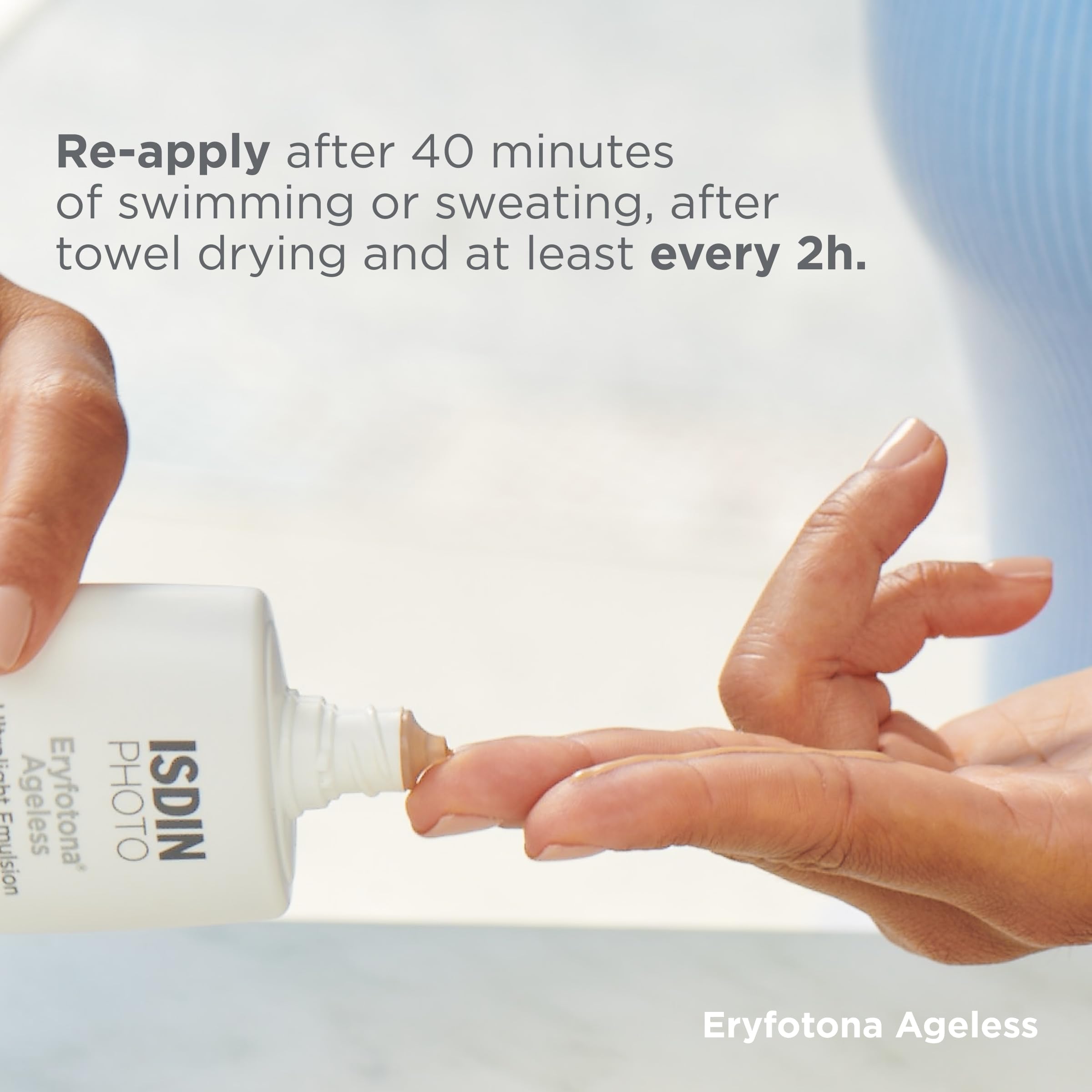 ISDIN Eryfotona Ageless tinted sunscreen cream-like texture for comfortable wear.
