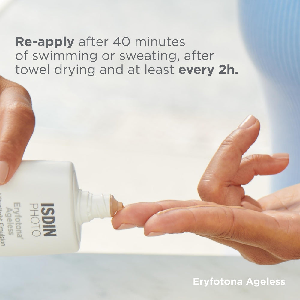 ISDIN Eryfotona Ageless tinted sunscreen cream-like texture for comfortable wear.