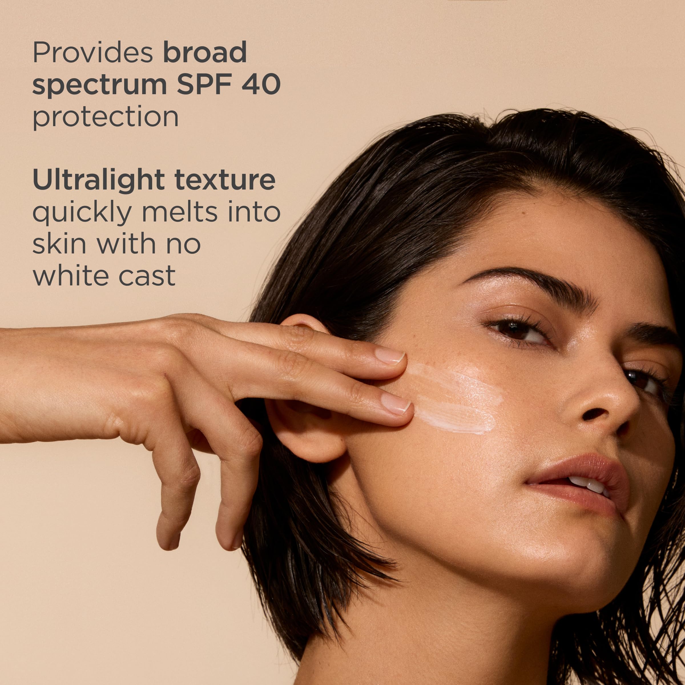 ISDIN Fusion Water MAGIC dispensing action demonstrates easy, no-fuss sunscreen application.
