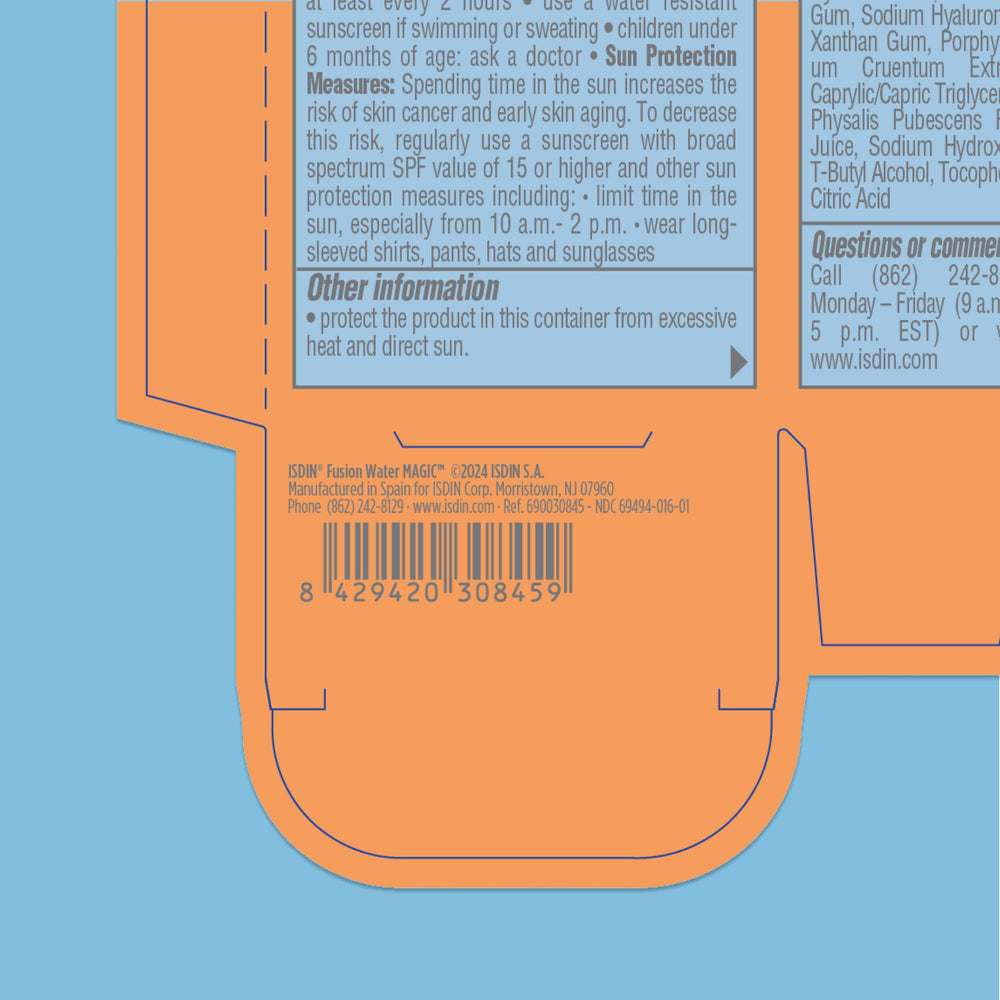ISDIN Fusion Water MAGIC protects against UVA UVB and blue light