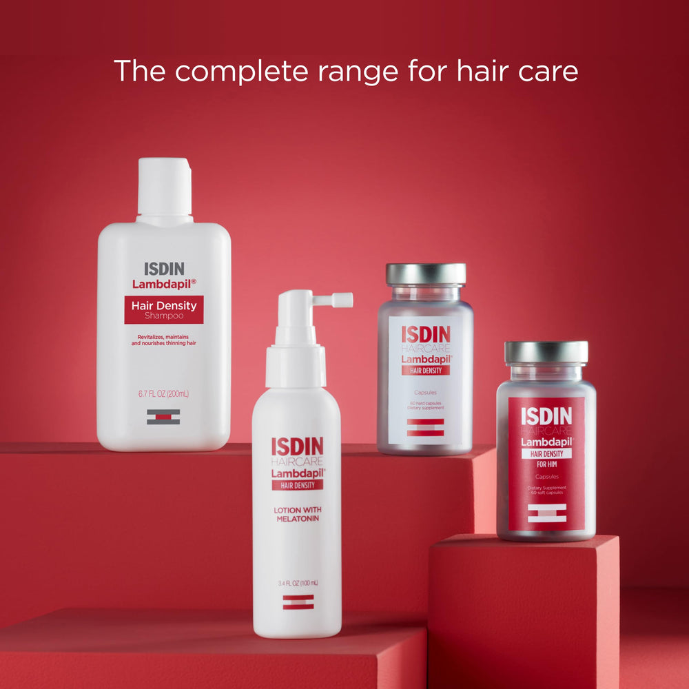 ISDIN Lambdapil density visual highlights potential fuller hair