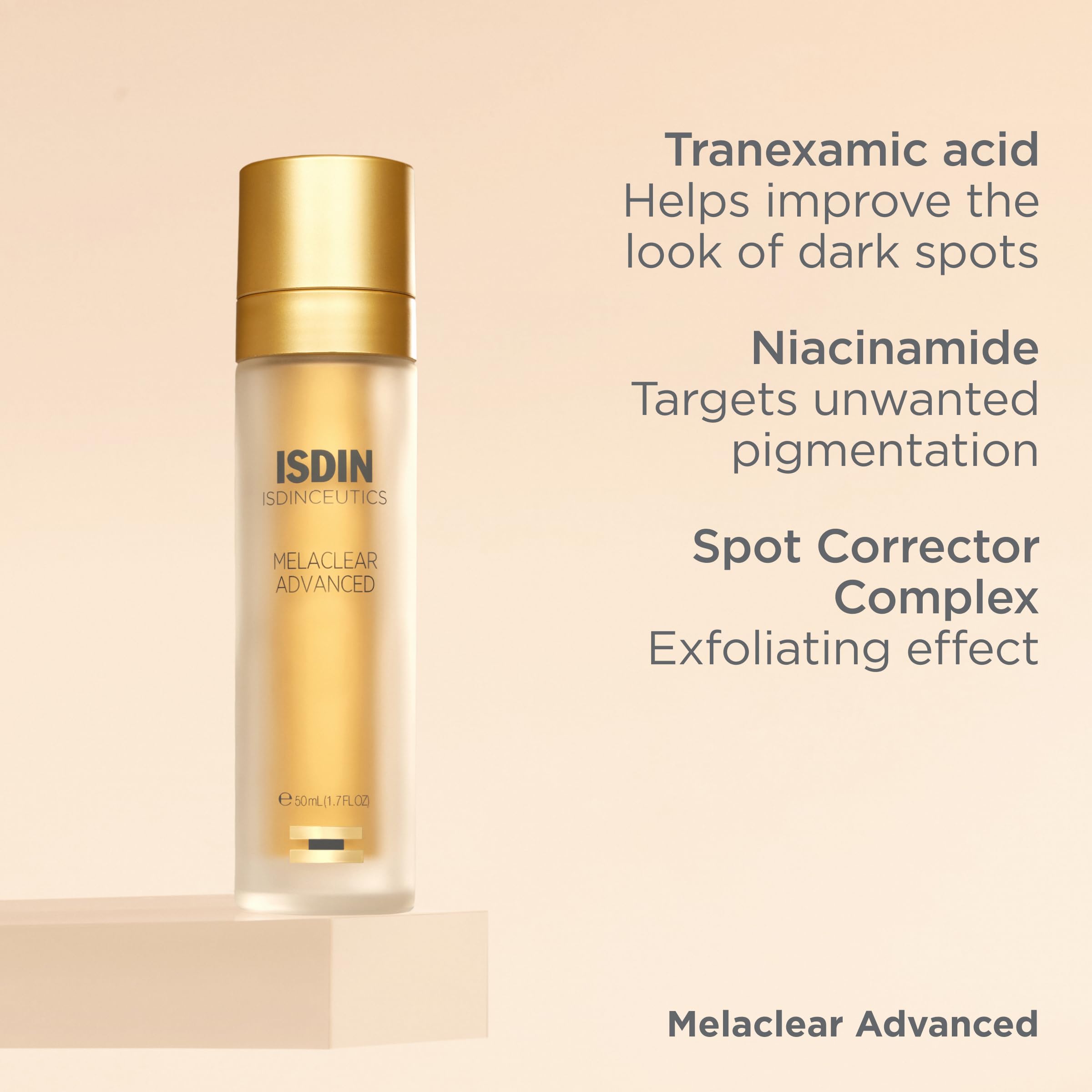 ISDIN Melaclear Advanced night skincare routine scenario for evening use.