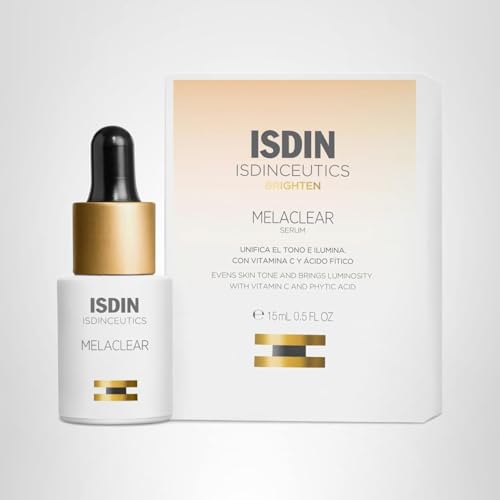 ISDIN Melaclear dark-spot close-up illustrates potential brightening and even tone.