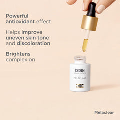ISDIN Melaclear phytic acid ingredient close-up suggests spot improvement and oxidation protection.