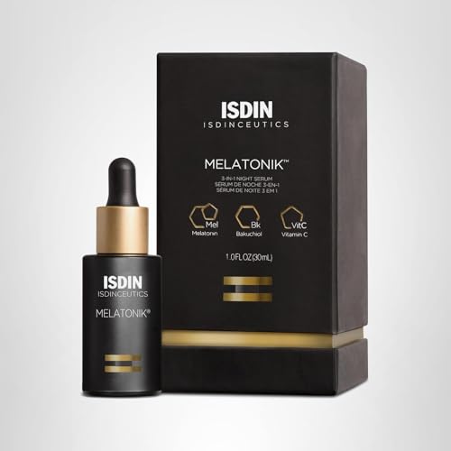 ISDIN Melatonik skin swatch showing potential brightening and even tone