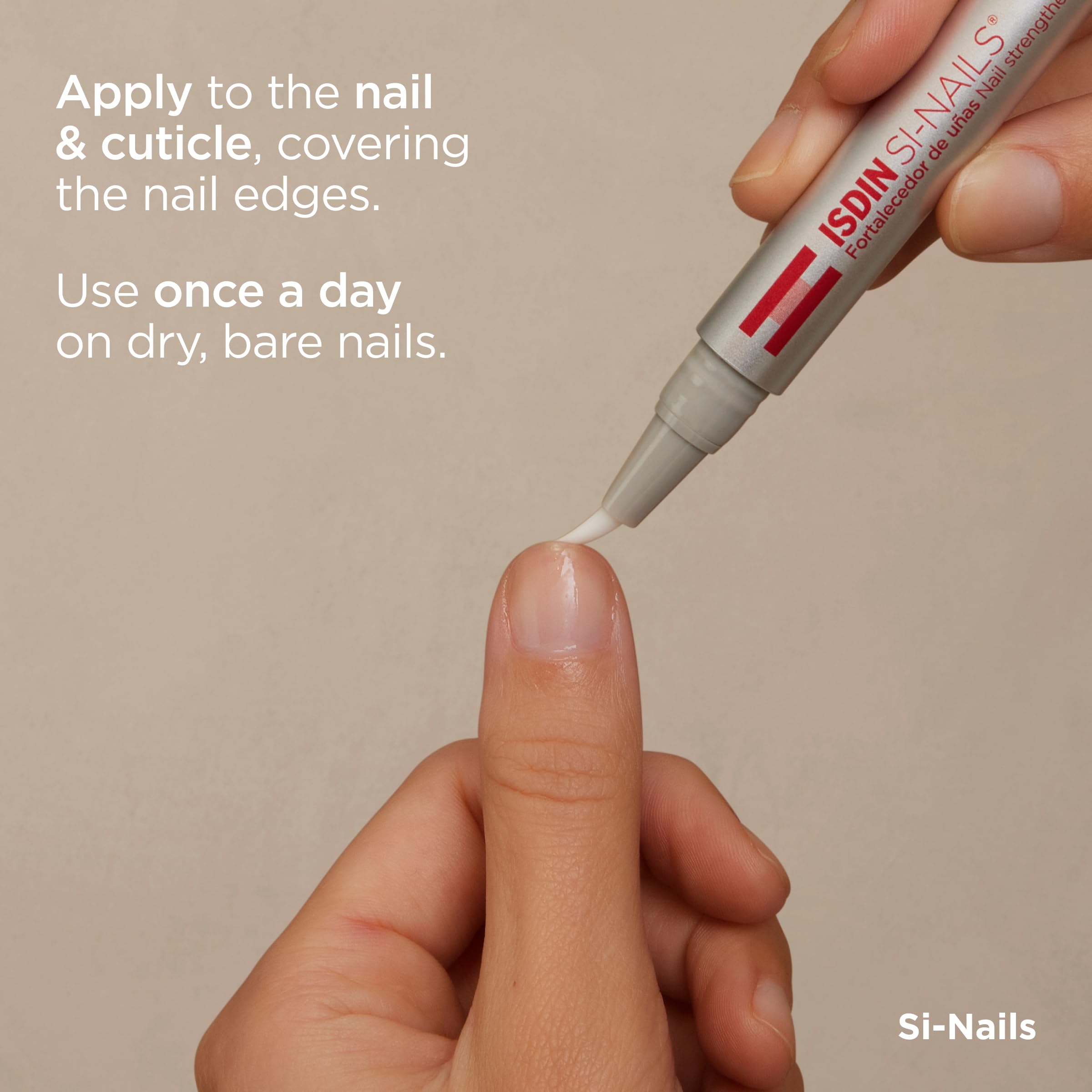 ISDIN Si-Nails density-emphasis closeup hints at thicker, healthier nails.