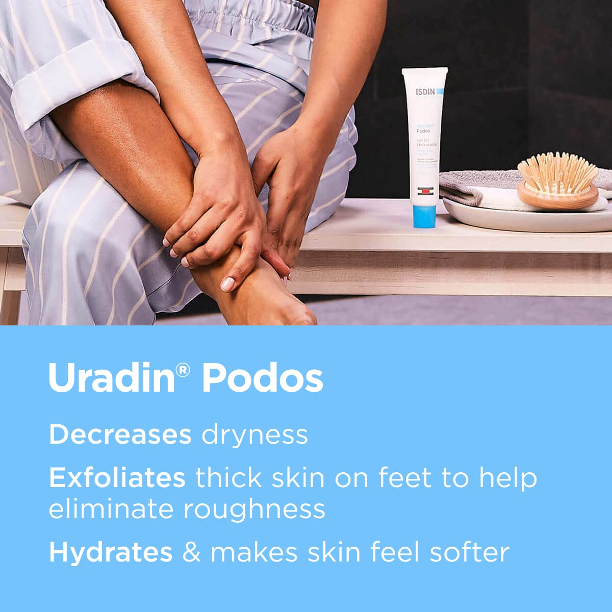 ISDIN Uradin Podos gel-oil texture absorbing rapidly into skin