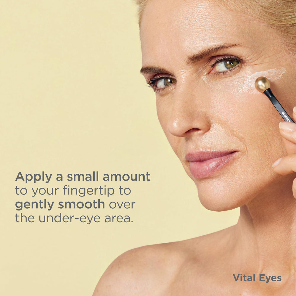 ISDIN Vital Eyes eye-area before/after visual demonstrates brightening effect.