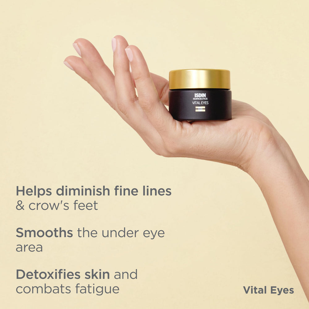 ISDIN Vital Eyes rich-cream texture swatch emphasizes soft spread.