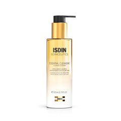 Isdinceutics Essential Cleansing Oil bottle pour for makeup removal and gentle cleansing.