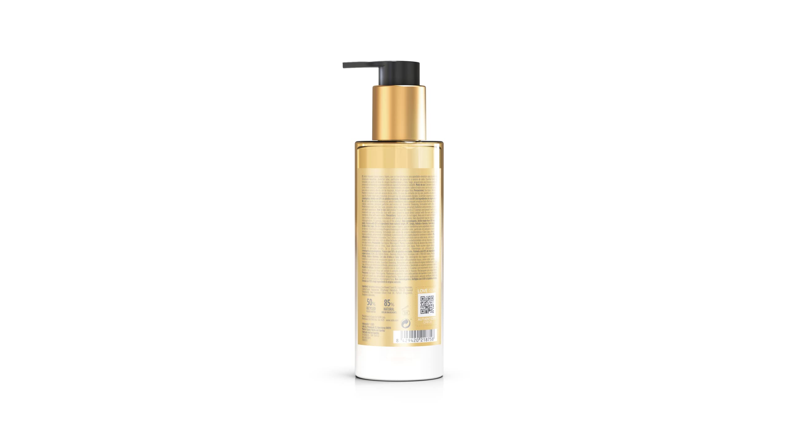 Isdinceutics Essential Cleansing Oil packaging designed for easy use.