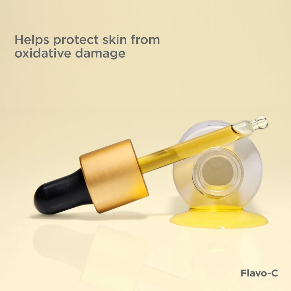 ISDIN Flavo-C packaging box on display signaling antioxidant skincare.