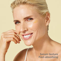 ISDIN Flavo-C texture closeup shows a lightweight serum with quick absorption.