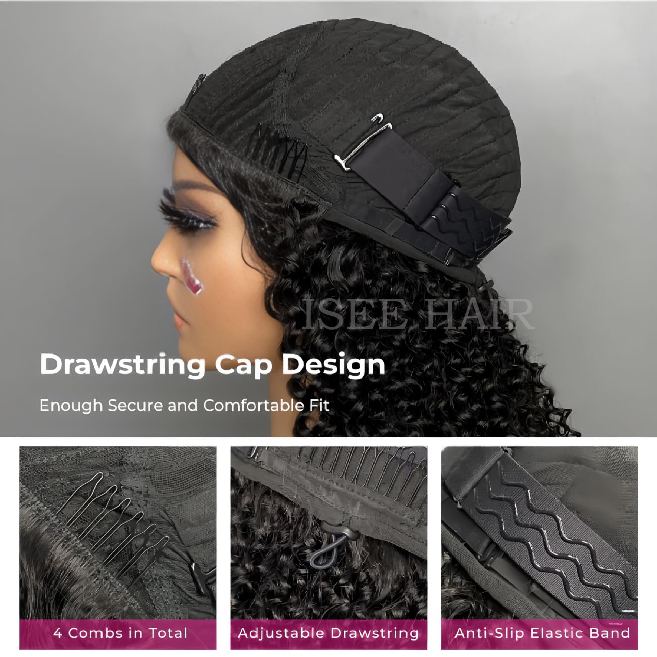 ISEE seamless clip-ins and flip-over style create a realistic look.