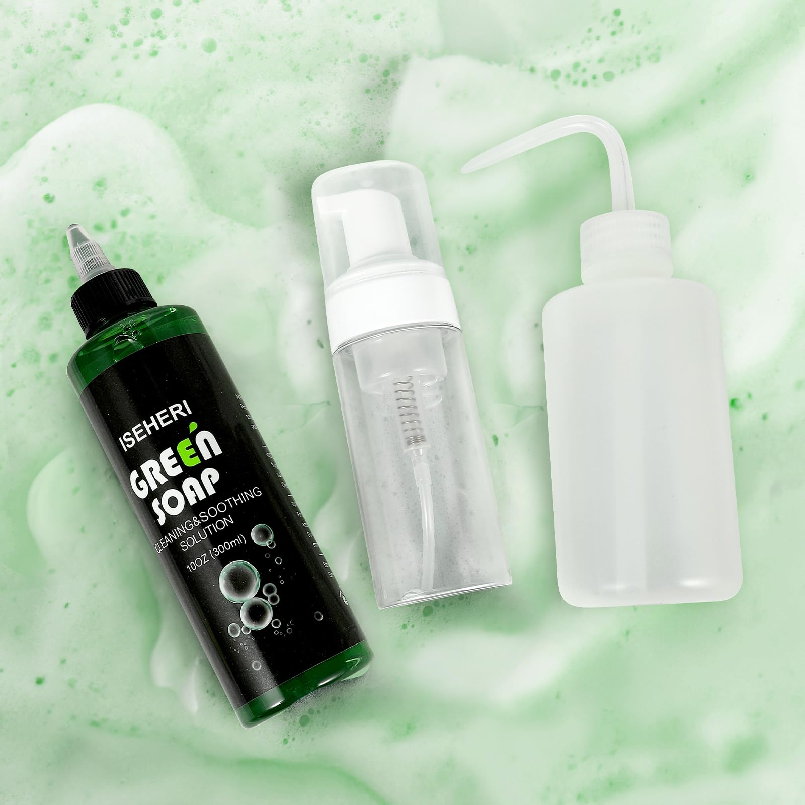 iseheri green soap squeeze bottle 8oz handy for on-the-go prep