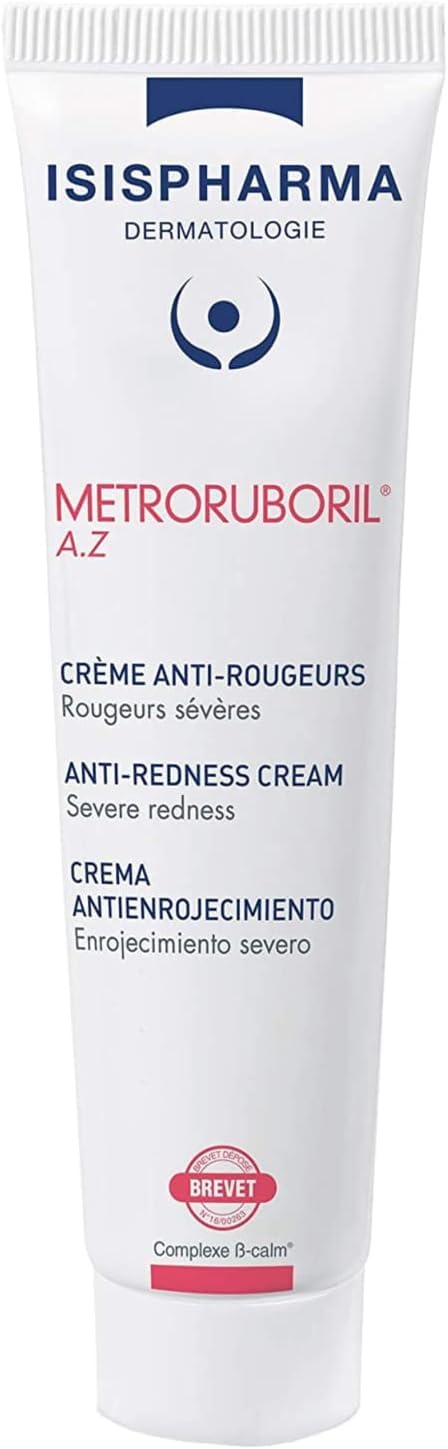IsisPharma Metroruboril A.Z anti-redness cream tube closeup for calming sensitive skin