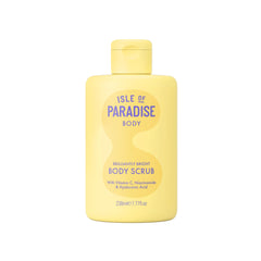 Isle of Paradise Brilliantly Bright Body Polish jar closeup highlighting creamy exfoliating formula for radiant skin.