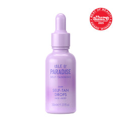 Isle of Paradise drops bottle-dispense shown for precise, easy application.