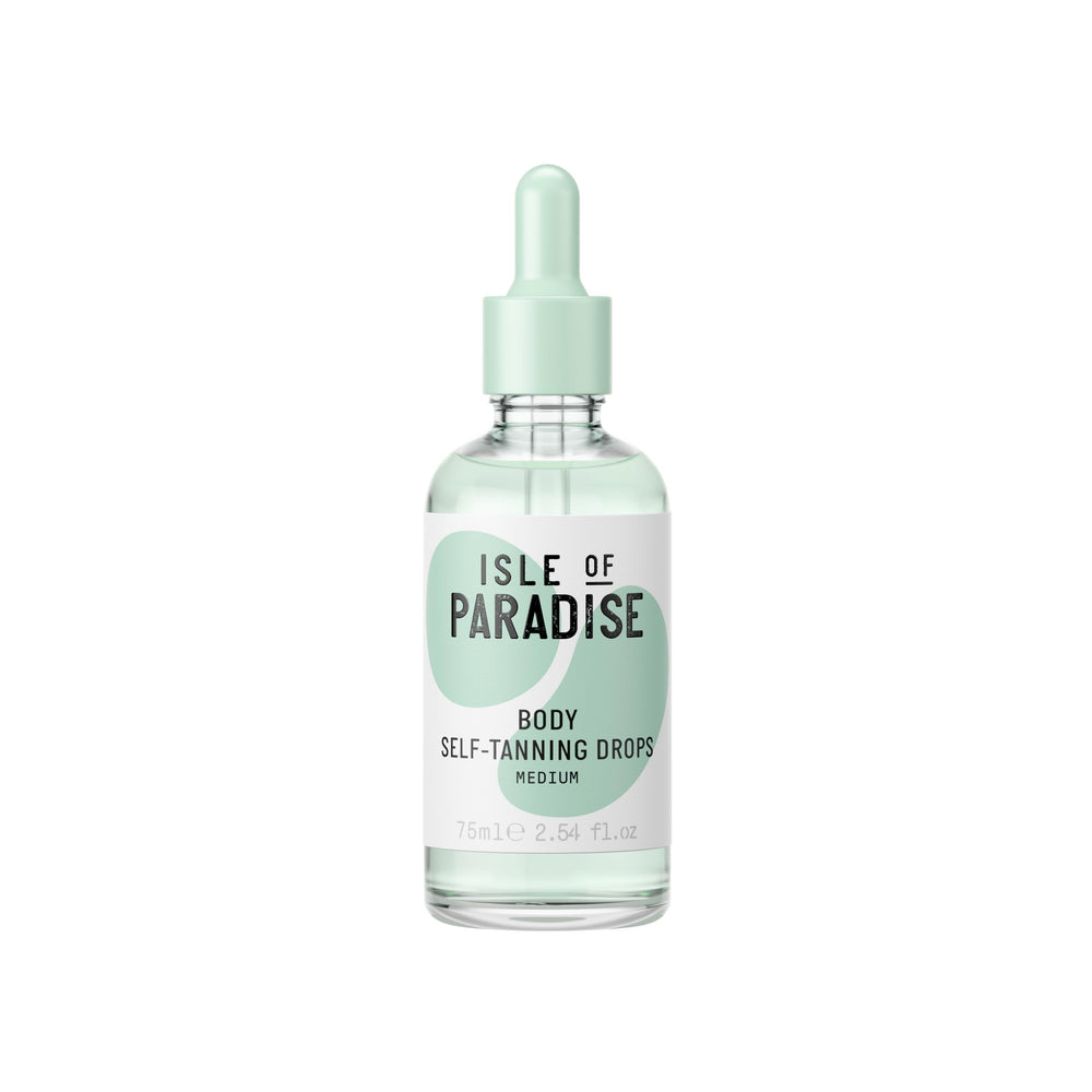 Isle of Paradise Self Tan Drops bottle pour for easy customization toward a natural bronze.