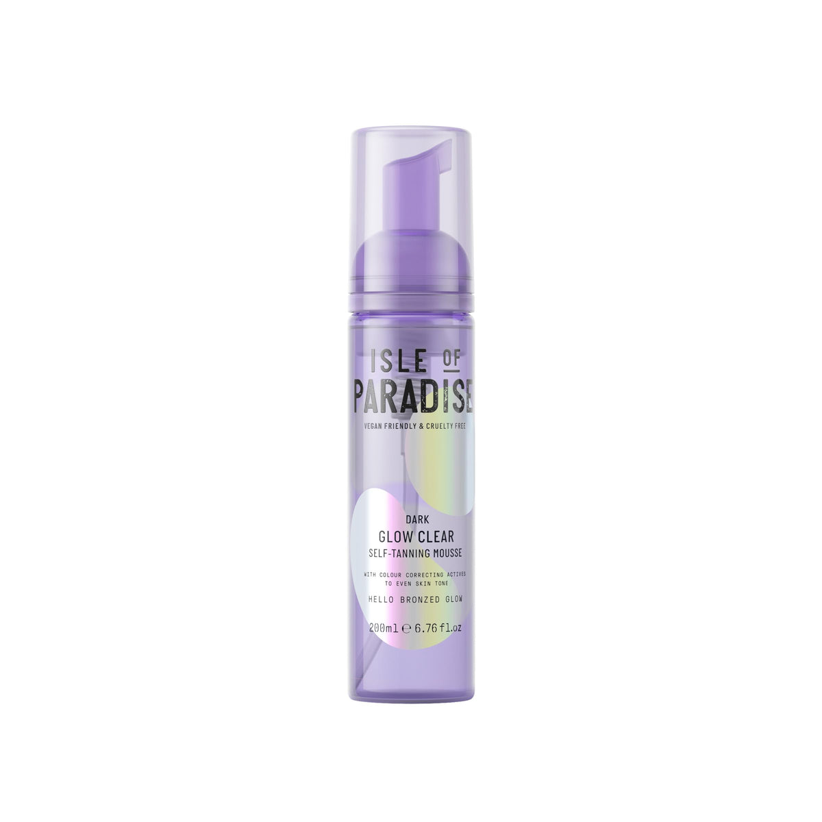 Isle of Paradise Glow Clear Self-Tanning Mousse packaging showing color-correcting glow for natural look